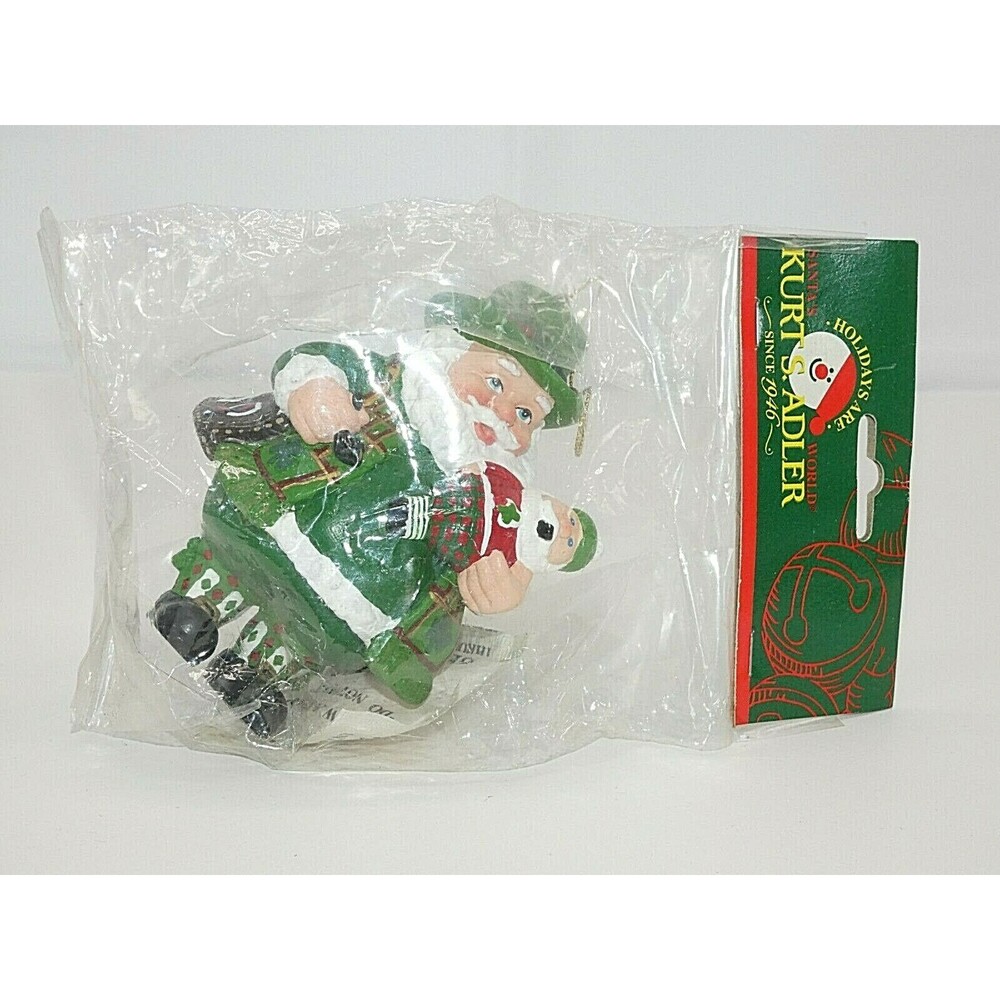 Kurt Adler Christmas Ornament Santa World Irish Santa Green Clovers New Sealed